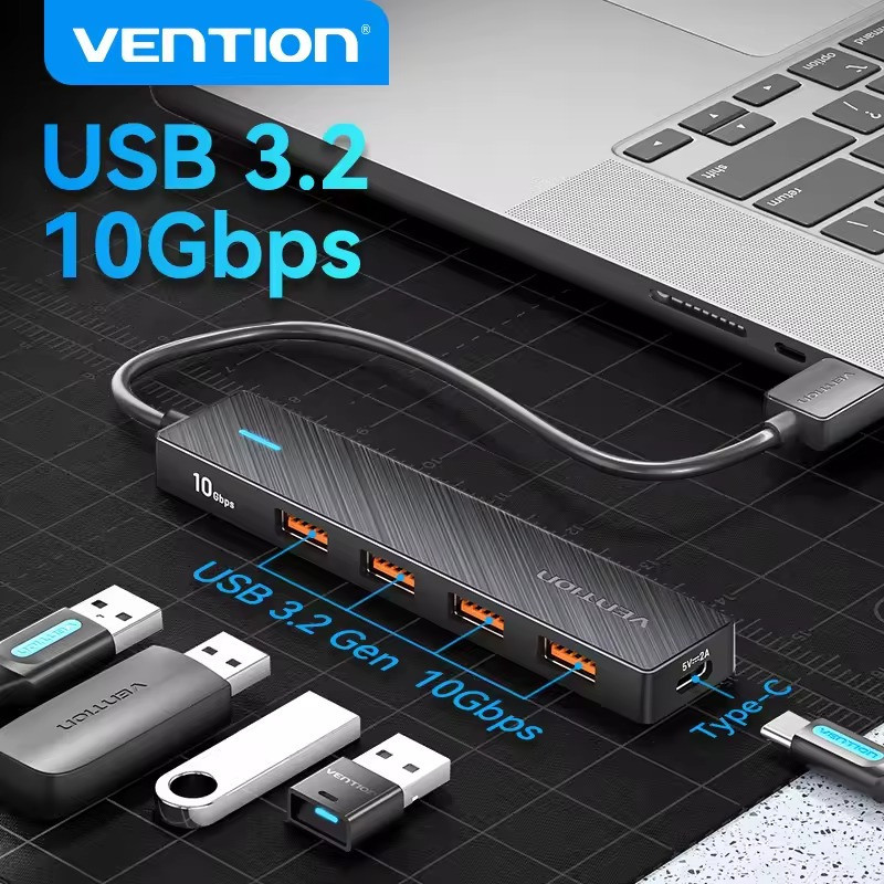 Hub USB 3.2 VENTION | 5 en 1 | 4 PUERTOS USB 3.0 | 01 PUERTO USB C | 10 Gbps