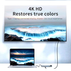 Hub USB C 8 in 1,HDMI 4K, 2 PUERTOS USB 3.0, SD/MicroSD, USB TIPO C de carga/datos, PUERTO RJ45