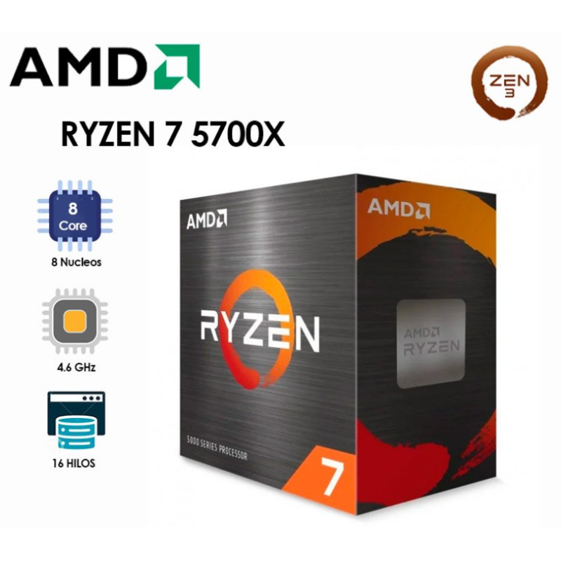 PROCESADOR RYZEN 7 5700X | 3.4GHZ-4.6GHZ | 8 NUCLEOS | 16 HILOS