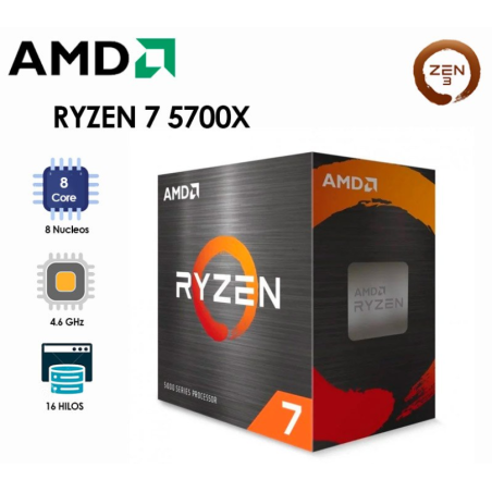 PROCESADOR RYZEN 7 5700X | 3.4GHZ-4.6GHZ | 8 NUCLEOS | 16 HILOS