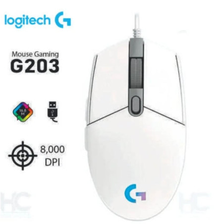 MOUSE LOGITECH G G203 LIGHTSYNC RGB 8000 DPI | USB | WHITE |