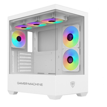 CASE GAMER MACHINE | MICRONICS 6 VENTILADORES ARGB | BLANCO | VIDRIO TEMPRANO LATERAL FRONTAL