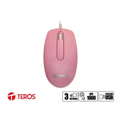 MOUSE OPTICO TEROS TE-1221S | CONEXION USB | ROSADO