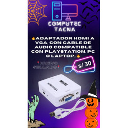 ADAPTADOR HDMI A VGA, con cable de Audio compatible con PlayStation, pc o laptop