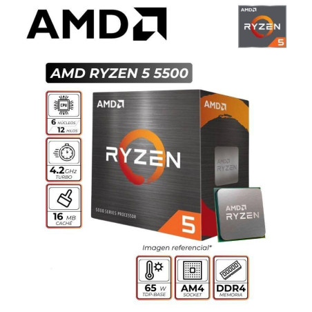 PROCESADOR RYZEN 5 5500 3.6GHZ-4.2GHZ