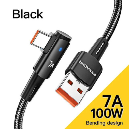 CABLE USB C a USB 90° GRADO | 2m | 7A, CARGA RAPIDA